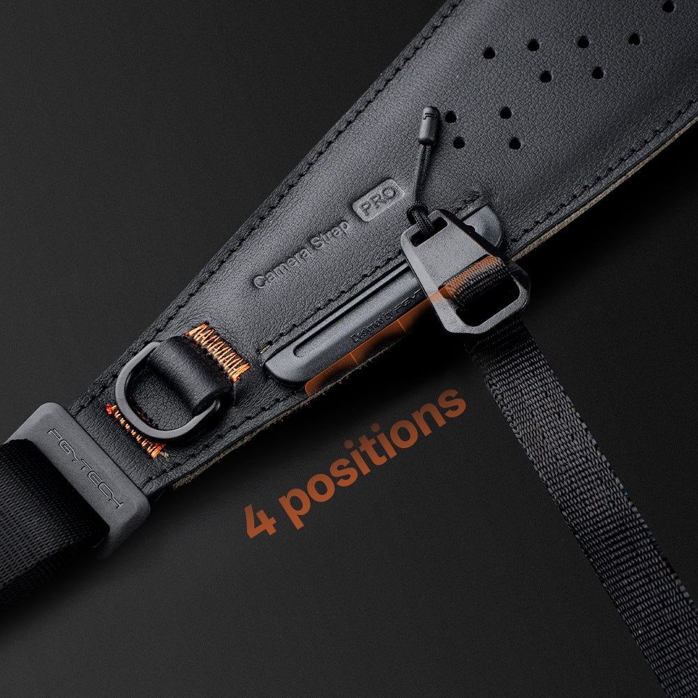 The Camera Strap Master is designed with 4 positions to better customize the size.