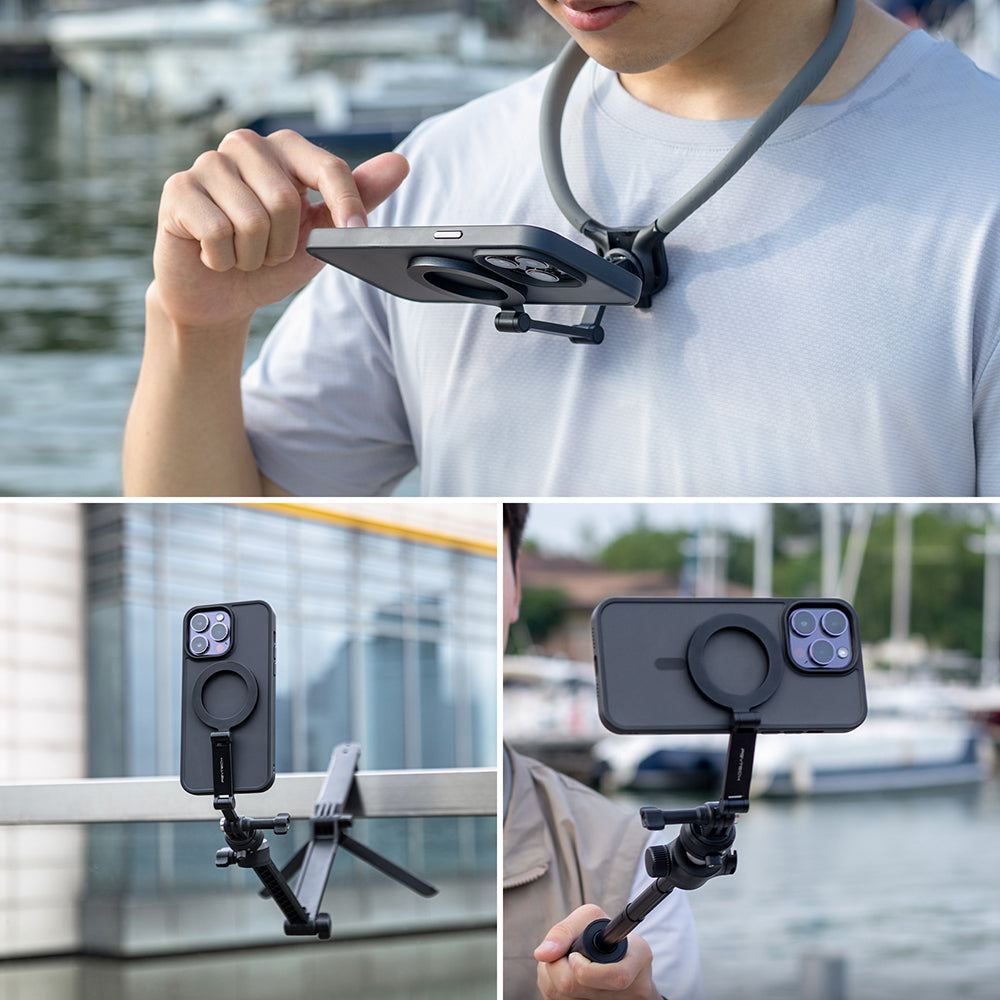 the CapLock Magnetic Smartphone Neck Mount -pear with different gears