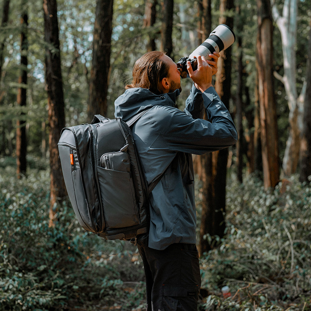 Shooting in the backpack mode of the Roller Camera Backpack